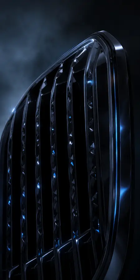 Glossy Black Car Front Grille Detail — cars phone wallpaper