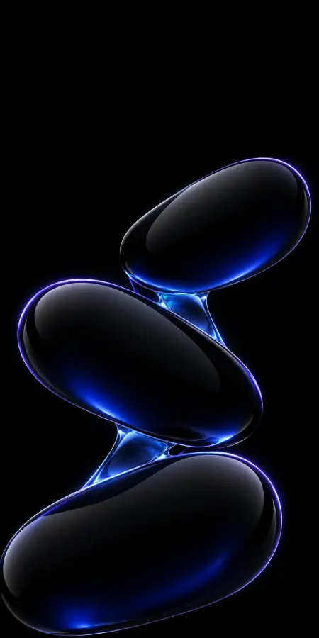 Glowing Blue Glass Liquid Drop Pebbles — iphone 18 pro max phone wallpaper