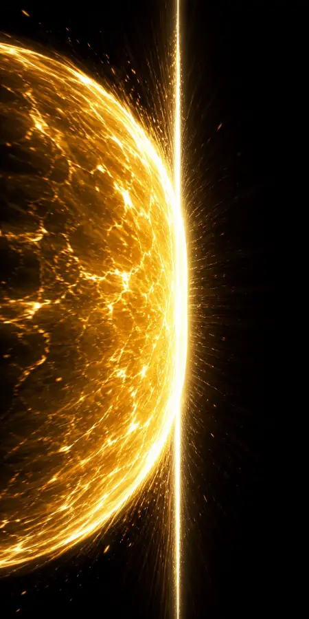 Glowing Molten Planet Splitting In Space — ue5 phone wallpaper