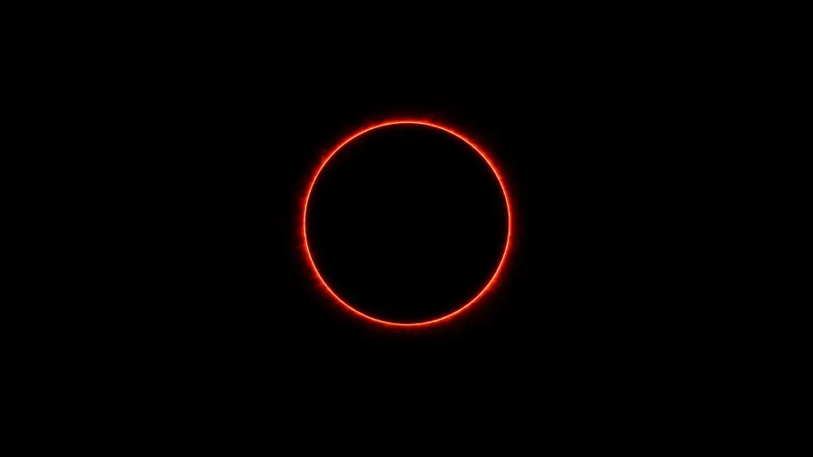 Glowing Red Eclipse Minimalist Black Wallpaper 4K wallpaper for desktop and mobile - Pixbee