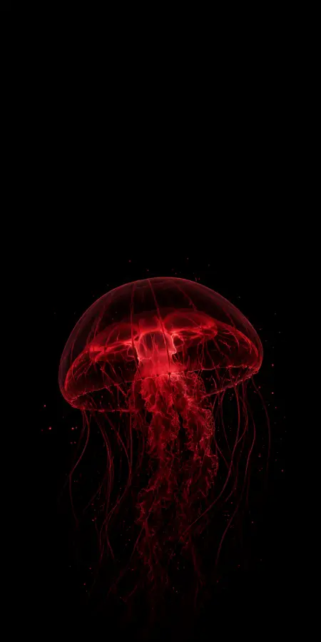 Glowing Red Jellyfish In Deep Ocean — iphone wallpapers phone wallpaper