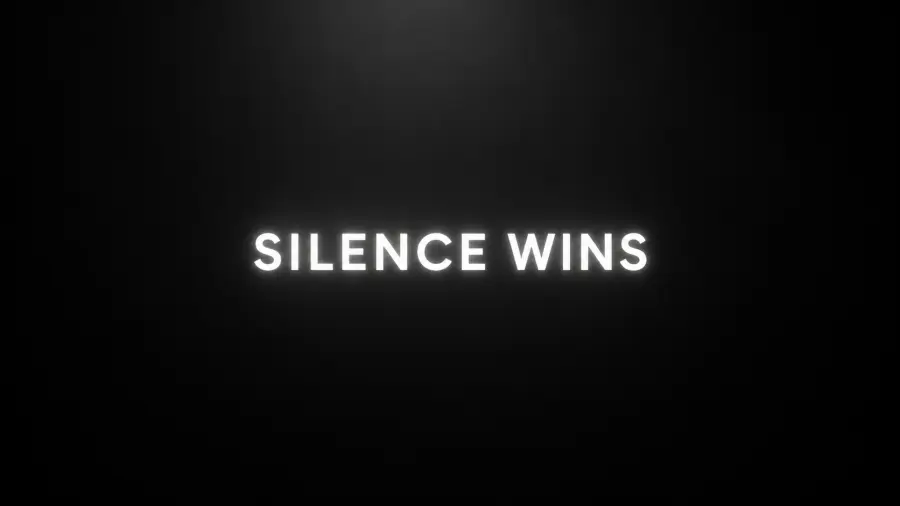 Glowing White Sans-Serif Typography Reading Silence Wins Centered on a Pitch Black Background 4K wallpaper for desktop and mobile - Pixbee