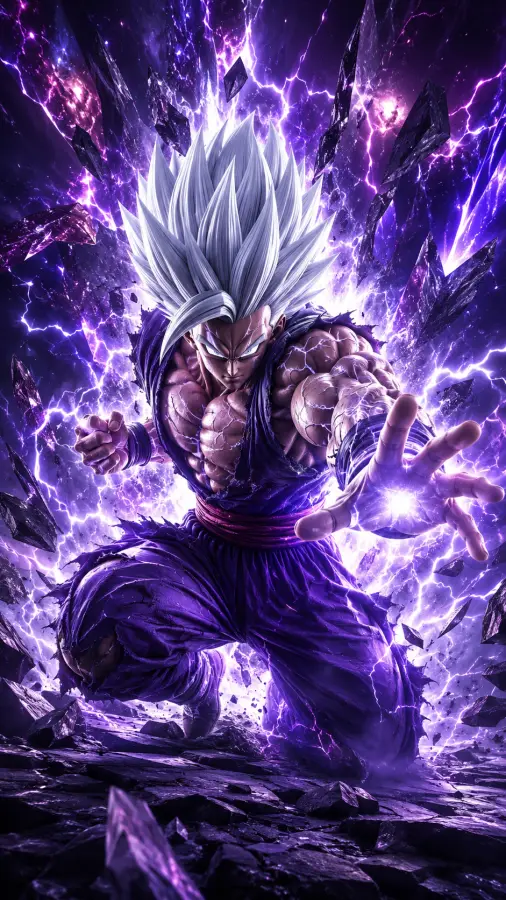 Gohan Beast Mode Purple Lightning Energy Blast 4K wallpaper for desktop and mobile - Pixbee