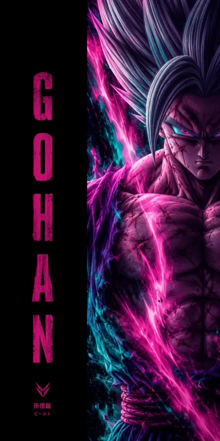 Gohan Beast Neon Energy Split Poster 4K wallpaper for desktop and mobile - Pixbee