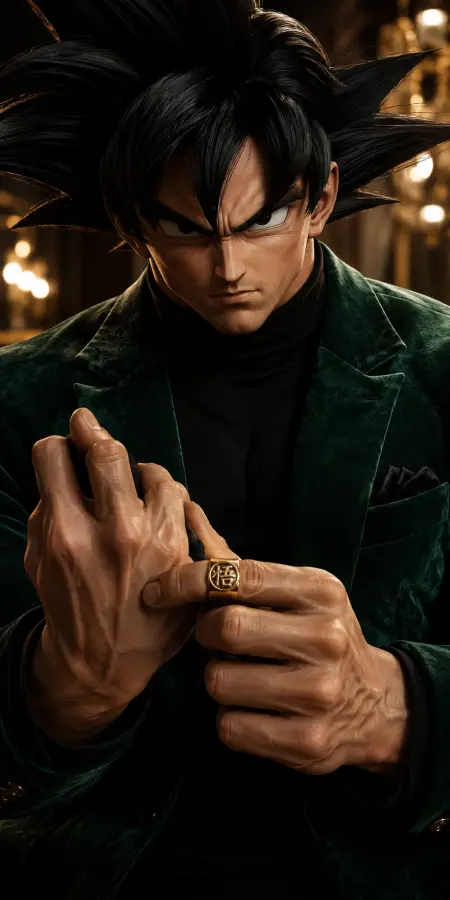 Goku Adjusting Gold Ring On His Finger 4K wallpaper for desktop and mobile - Pixbee