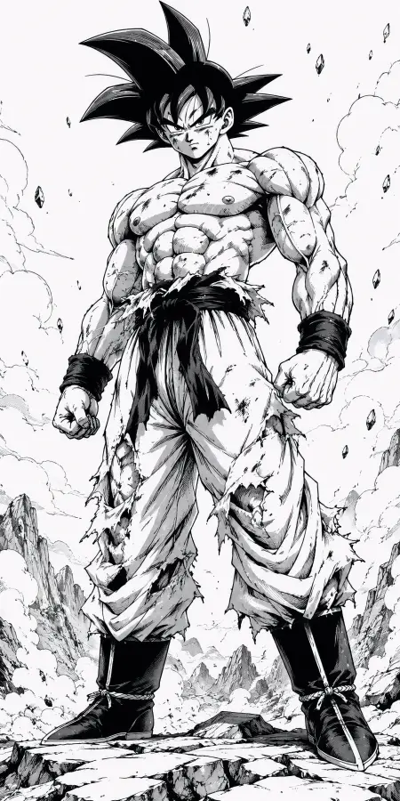 “Goku after surviving every battle and still choosing to fight one more.” 4K wallpaper for desktop and mobile - Pixbee
