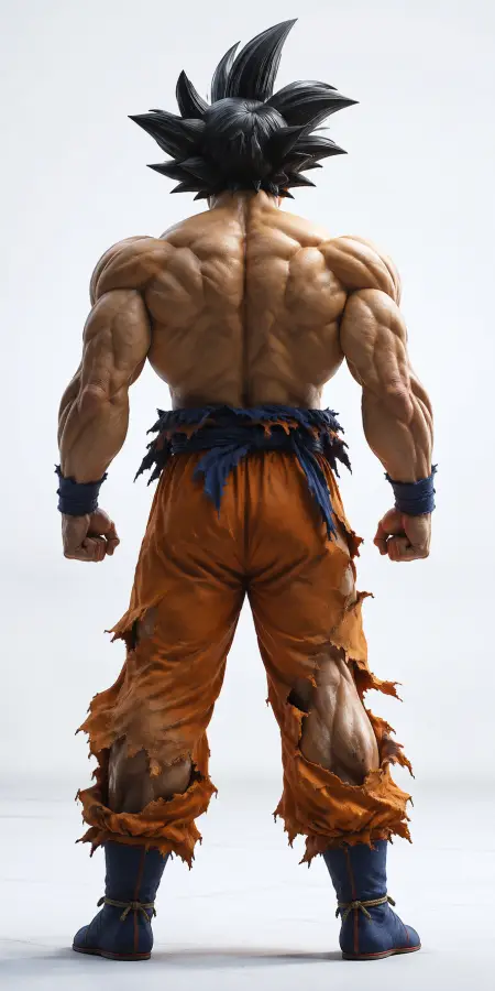 Goku Back View Showing Muscular Physique 4K wallpaper for desktop and mobile - Pixbee