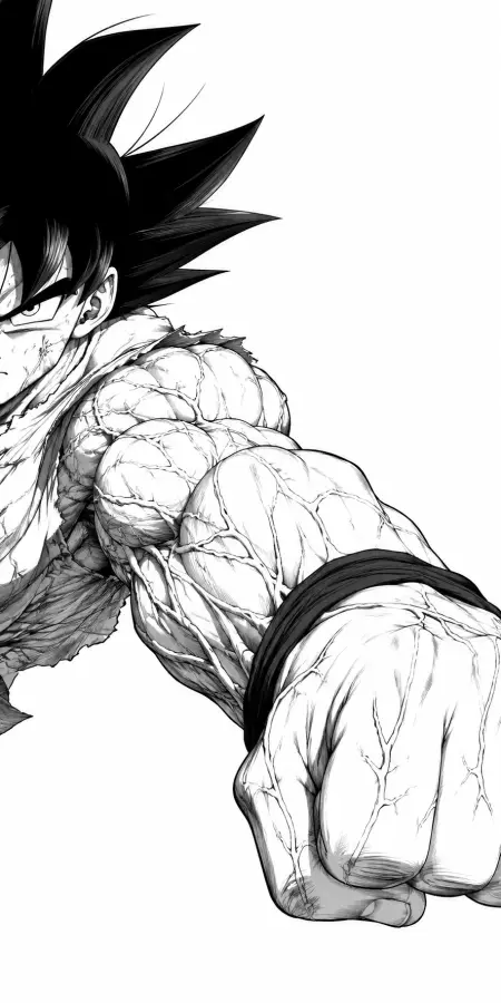 Goku Close Up Powerful Fist Forward Punch Manga 4K wallpaper for desktop and mobile - Pixbee