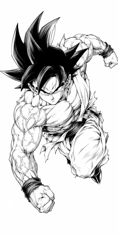 Goku Dynamic Mid Air Flying Action Punch 4K wallpaper for desktop and mobile - Pixbee