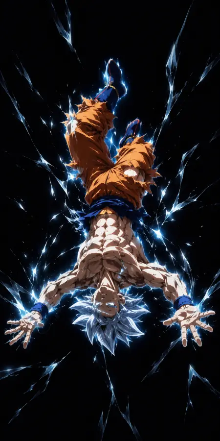 Goku Falling Downwards Shattered Glass Effect 4K wallpaper for desktop and mobile - Pixbee