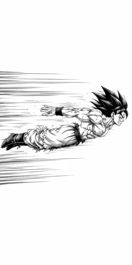 Goku horizontal Flying Speed Attack Line Art 4K wallpaper for desktop and mobile - Pixbee