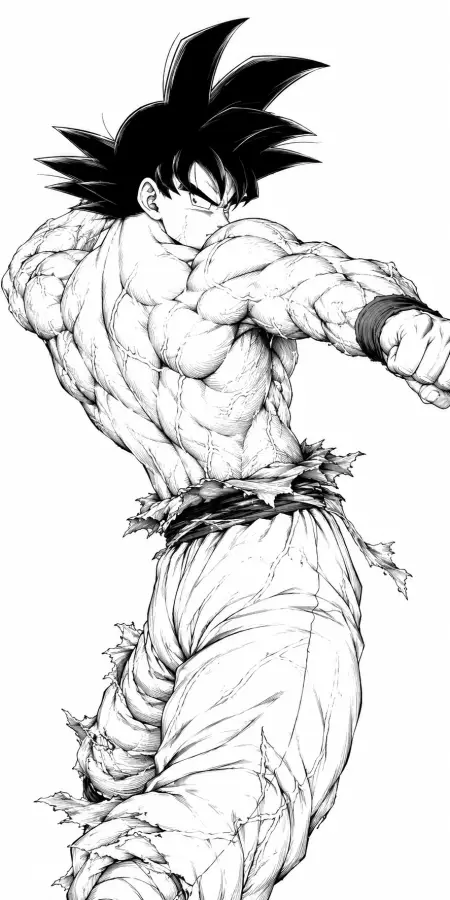 Goku Muscular Back Profile Powerful Forward Punch 4K wallpaper for desktop and mobile - Pixbee