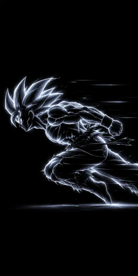 Goku Neon Speed Blitz Profile Silhouette Art 4K wallpaper for desktop and mobile - Pixbee