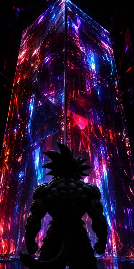 Goku Silhouette Watching Colorful Crystal Obelisk 4K wallpaper for desktop and mobile - Pixbee
