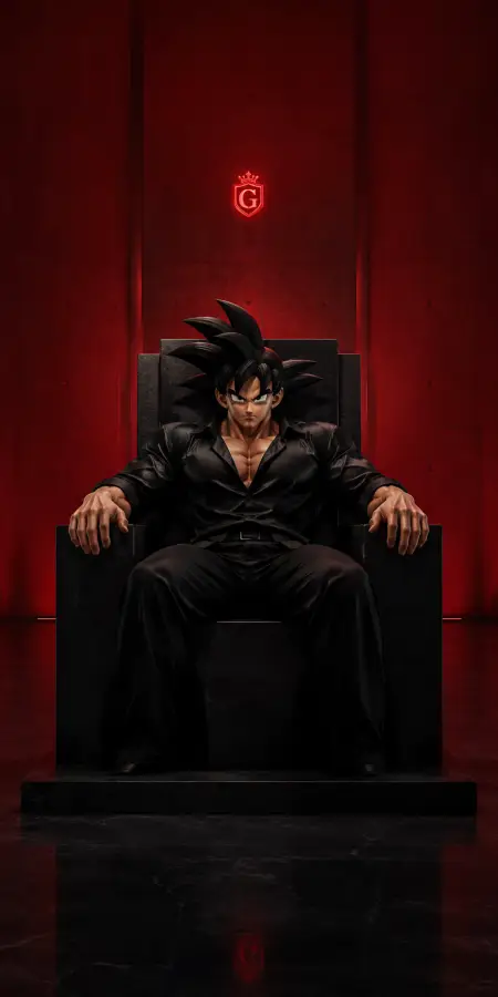 Goku Sitting On Throne With Red Background 4K wallpaper for desktop and mobile - Pixbee