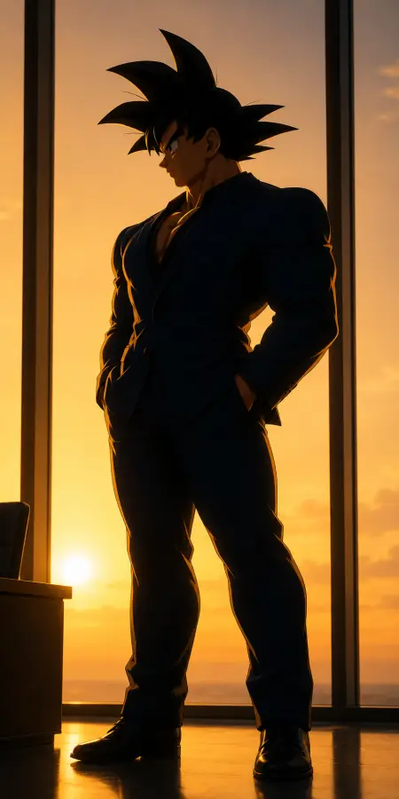 Goku Standing By Window At Golden Sunset 4K wallpaper for desktop and mobile - Pixbee