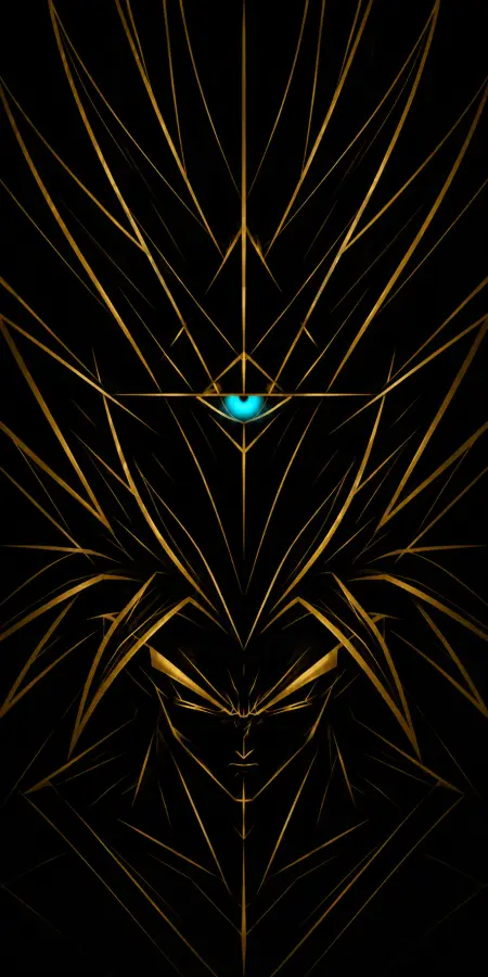 Goku Super Saiyan Art Deco Gold Line Pattern 4K wallpaper for desktop and mobile - Pixbee
