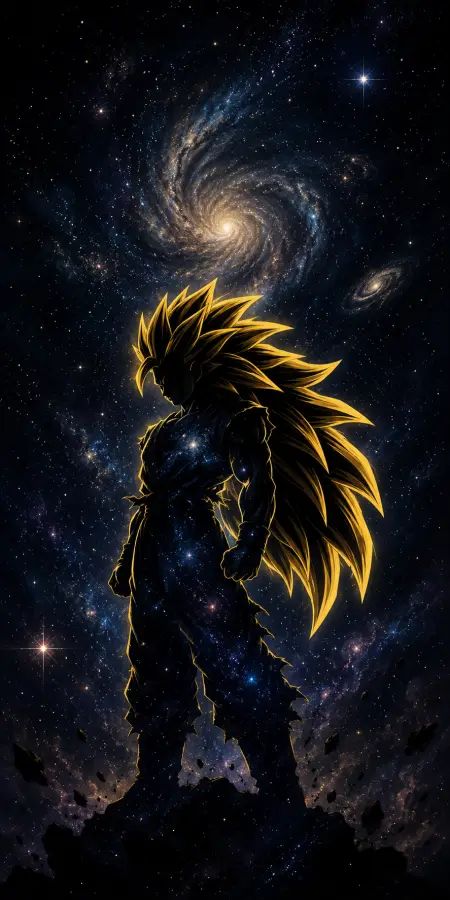 Goku Super Saiyan Three Celestial Galaxy Silhouette Wallpaper 4K wallpaper for desktop and mobile - Pixbee