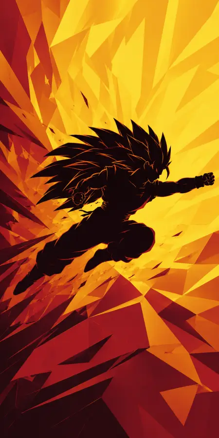 Goku Super Saiyan Three Mid Air Attack Silhouette 4K wallpaper for desktop and mobile - Pixbee