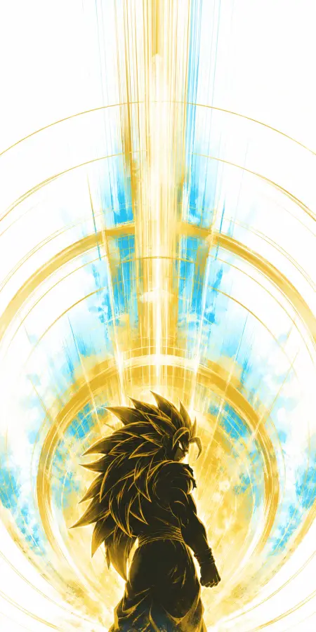Goku Super Saiyan Three Silhouette Geometric Art 4K wallpaper for desktop and mobile - Pixbee