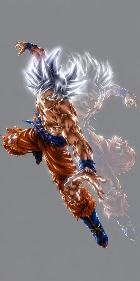 Goku Ultra Instinct Afterimage Grey Studio Backdrop 4K wallpaper for desktop and mobile - Pixbee
