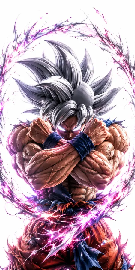 Goku Ultra Instinct Crossed Arm Energy Shield 4K wallpaper for desktop and mobile - Pixbee