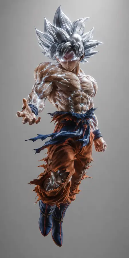 Goku Ultra Instinct Floating Full Body Figure 4K wallpaper for desktop and mobile - Pixbee