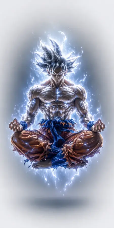 Goku Ultra Instinct Meditating In Floating Position 4K wallpaper for desktop and mobile - Pixbee