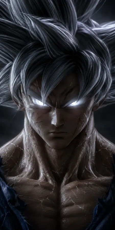Goku Ultra Instinct Severe Angry Face Close Up 4K wallpaper for desktop and mobile - Pixbee