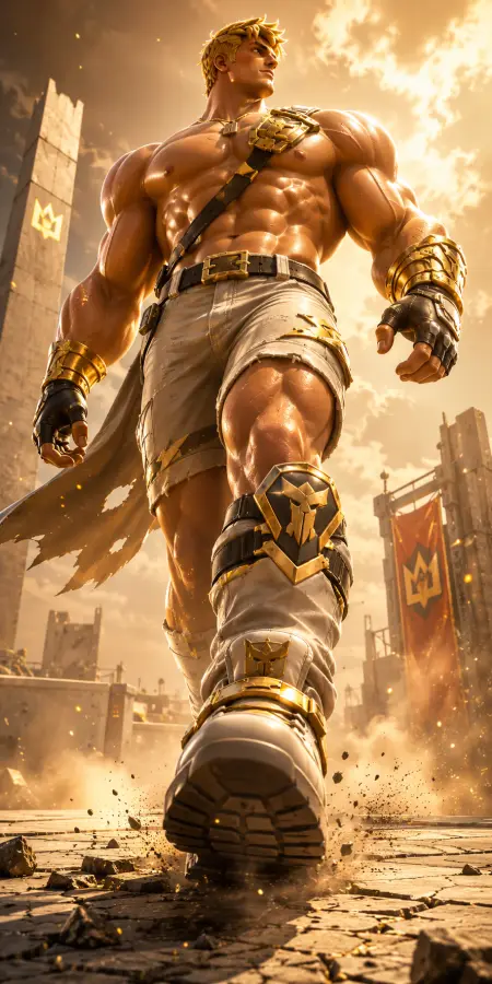 Golden Armor Jonesy Walking Forward Powerfully 4K wallpaper for desktop and mobile - Pixbee