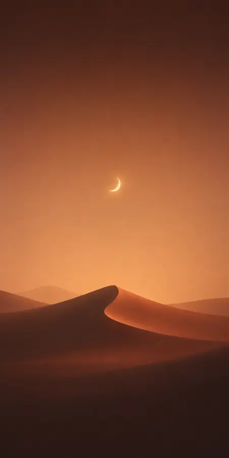 Golden dunes under a crescent moon — where the desert whispers and time stands still. 4K wallpaper for desktop and mobile - Pixbee