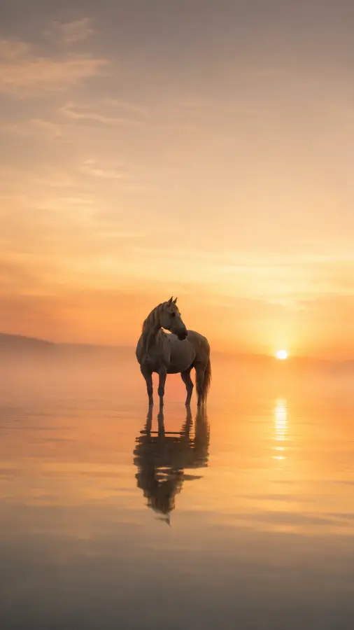 Golden Silence — Where Freedom Meets the Horizon 🌅🐎 4K wallpaper for desktop and mobile - Pixbee