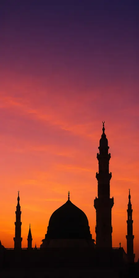 Green Dome Mosque Silhouette At Twilight — islamic wallpaper phone wallpaper