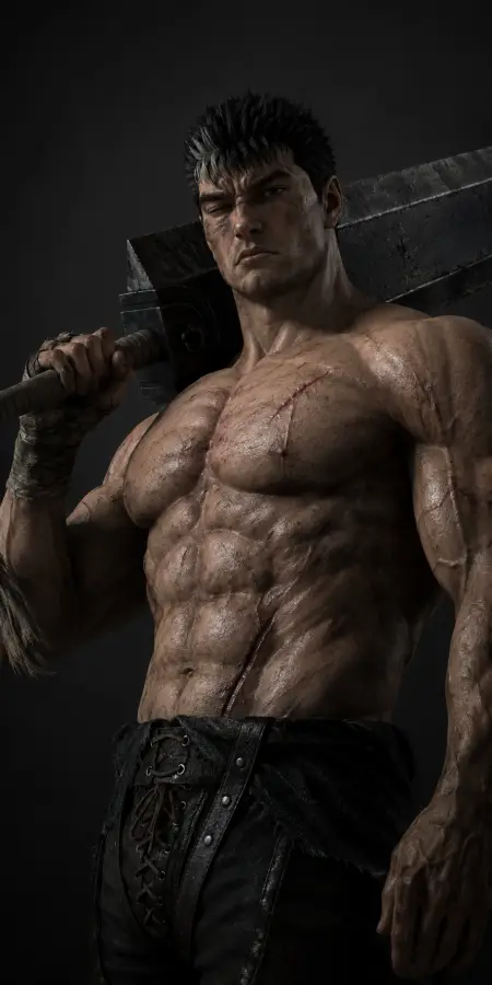 Guts Holding Massive Sword Over His Shoulder 4K wallpaper for desktop and mobile - Pixbee