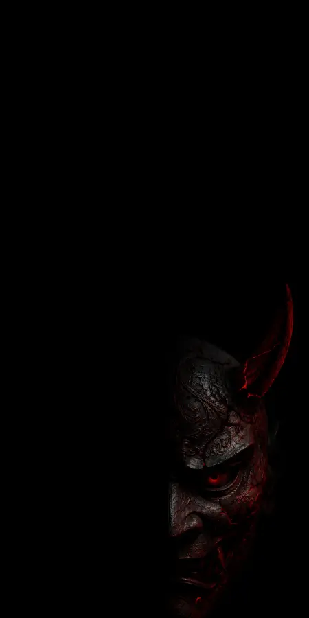 Half Face Dark Japanese Oni Mask — iphone wallpapers phone wallpaper