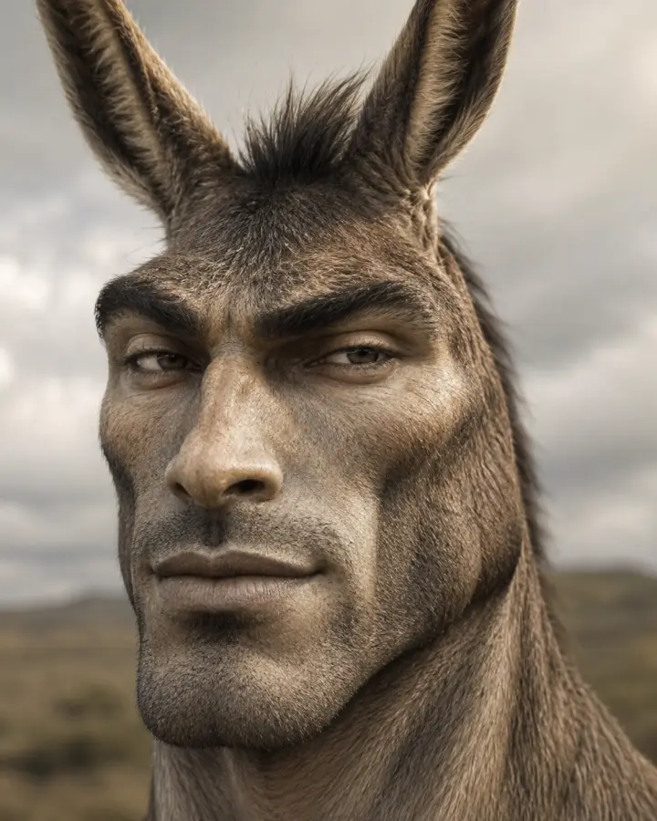 Handsome Donkey Gigachad Close Up Face Portrait — stock images phone wallpaper