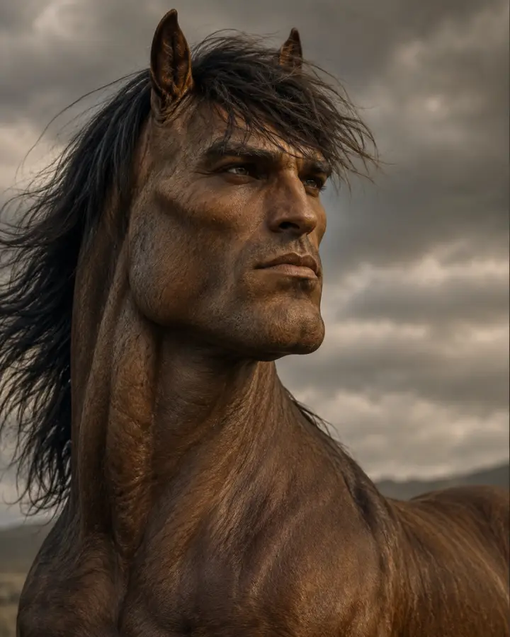 Handsome Muscular Stallion Horse Gigachad Portrait — stock images phone wallpaper
