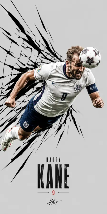 Harry Kane Dynamic Heading Soccer Action Graphic 4K wallpaper for desktop and mobile - Pixbee