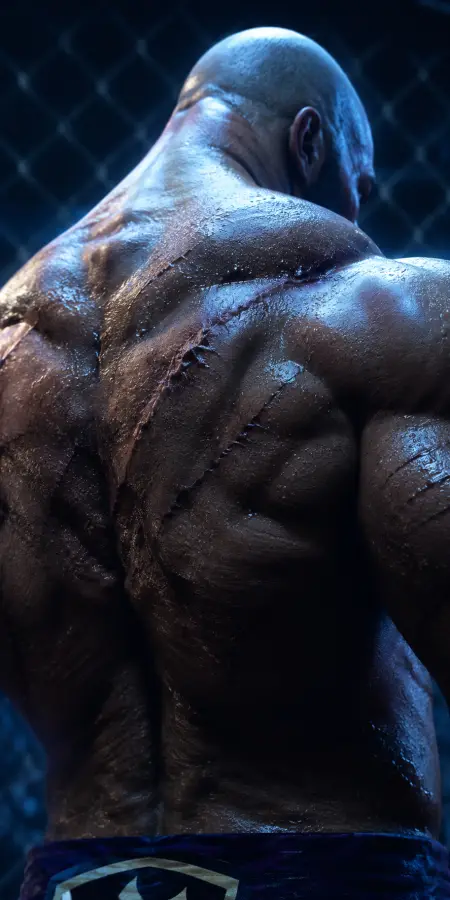 Heavily Scarred Back Of Fighter Portrait 4K wallpaper for desktop and mobile - Pixbee