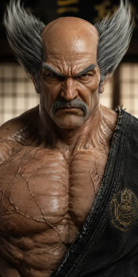 Heihachi Mishima Intense Face Close Up — ue5 phone wallpaper
