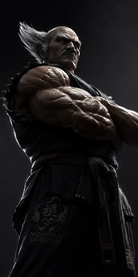 Heihachi Mishima Muscular Arms Crossed Portrait — ue5 phone wallpaper