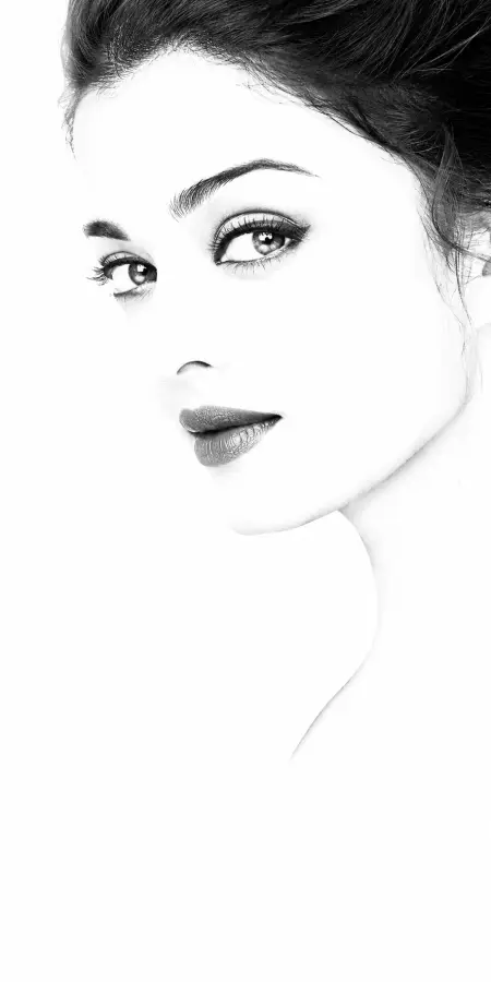 High Contrast Sketch Portrait Aishwarya Rai Face 4K wallpaper for desktop and mobile - Pixbee