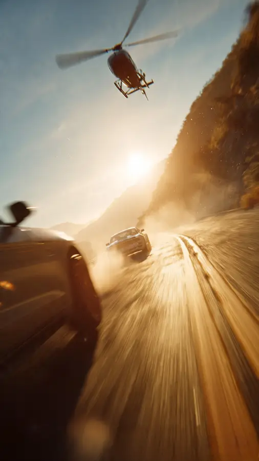 High Speed Desert Pursuit Scene 4K wallpaper for desktop and mobile - Pixbee