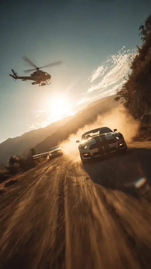 High Speed Mustang Desert Chase 4K wallpaper for desktop and mobile - Pixbee