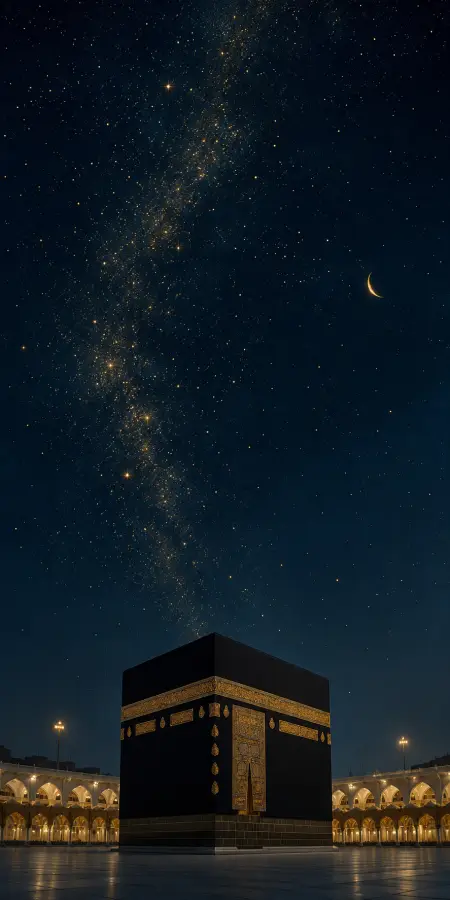 Holy Kaaba Under Starry Milky Way — islamic wallpaper phone wallpaper