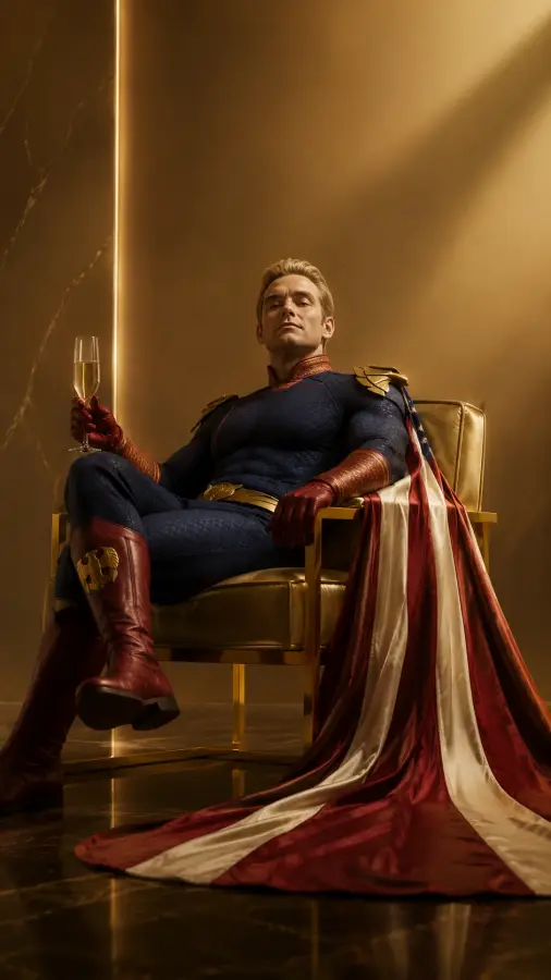 Homelander — Sitting like the world already belongs to him. 4K wallpaper for desktop and mobile - Pixbee