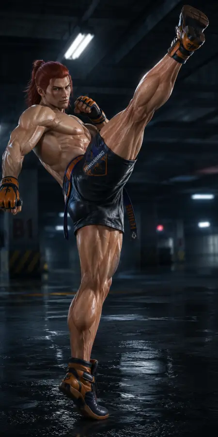 Hwoarang Performing High Extension Taekwondo Kick 4K wallpaper for desktop and mobile - Pixbee