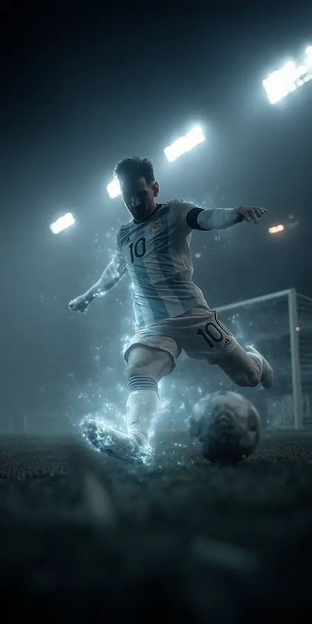 Icy Strike of Messi 4K wallpaper for desktop and mobile - Pixbee