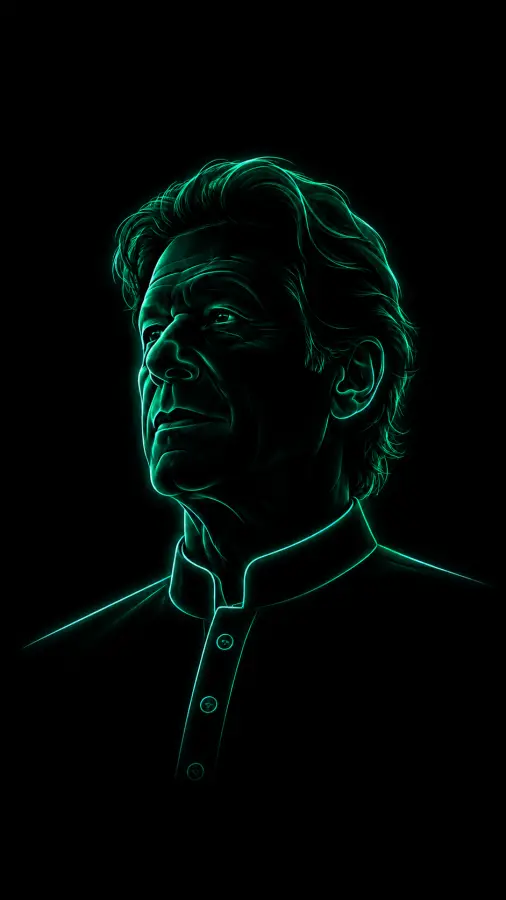 Imran Khan — A Neon Vision of Strength, Legacy, and Defiance 4K wallpaper for desktop and mobile - Pixbee