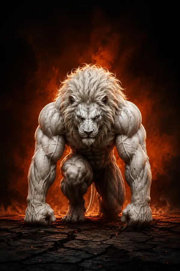 Inferno Lion — Flameborn Titan 4K wallpaper for desktop and mobile - Pixbee